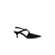 Suede Slingback Hakken Casadei , Black , Dames