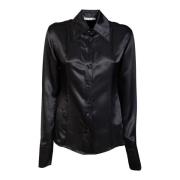 Zwarte Satijnen Western Shirt Acne Studios , Black , Dames