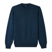 Blauwe Merino en Katoen Ronde Hals Trui A.p.c. , Blue , Heren