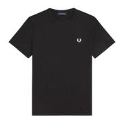 Zwarte Ringer T-shirt Fred Perry , Black , Heren