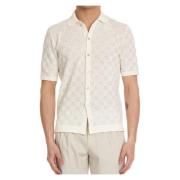 Crème Knoopshirt Exclusieve Stof Eleventy , Beige , Heren