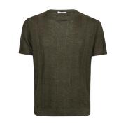 Klassieke Ronde Hals Linnen T-shirt Kangra , Green , Heren