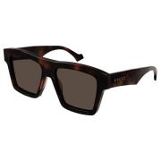 Donker Havana/Bruine Zonnebril Gucci , Brown , Heren