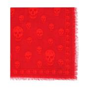 Sjaal met schedel motief in lichte wol Alexander McQueen , Red , Dames
