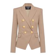 Wollen double-breasted blazer Balmain , Beige , Dames