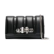 Zwarte leren cut-out clutch met Swarovski-kristallen Alexander McQueen...