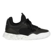 Zwarte leren Court Trainers Alexander McQueen , Black , Heren