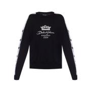 Zwart Logo Print Katoenen Sweatshirt Dolce & Gabbana , Black , Heren