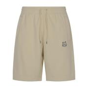 Gedurfde Vos Hoofd Patch Jog Shorts Maison Kitsuné , Beige , Heren