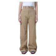 Wide Trousers Msgm , Brown , Dames