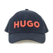 Baseballpet met contrasterende logoprint Hugo Boss , Blue , Heren