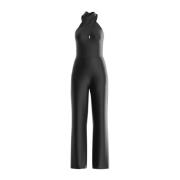Shiny Rib Overall Jumpsuit voor Vrouwen Guess , Black , Dames
