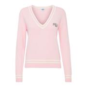 V-neck Knitwear Ball , Pink , Dames