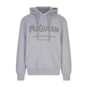 Grijze McQueen Graffiti Logo Hoodie Alexander McQueen , Gray , Heren