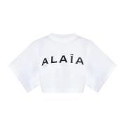 T-shirt met logo Alaïa , White , Dames