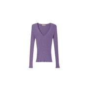 V-neck Knitwear Twinset , Purple , Dames