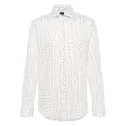 Linnen Micro-Patroon Overhemd Hugo Boss , White , Heren