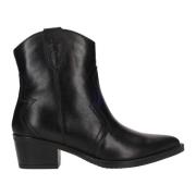 Zwarte leren western enkellaars Tamaris , Black , Dames