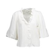Elegante V-Hals Puff Blouse Co'Couture , White , Dames