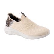 Beige Textiel Rubberen Zool Sneakers Skechers , Beige , Dames