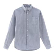 Gestreept Button-Down Overhemd Woolrich , Blue , Heren