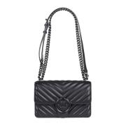 Love One Mini Chevron Kleurblok Tas Pinko , Black , Dames