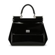 Zwarte Sicily Patent Leren Tas Dolce & Gabbana , Black , Dames