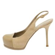 Pre-owned Leather heels Yves Saint Laurent Vintage , Beige , Dames