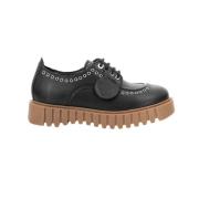 Laced Shoes Kickers , Black , Dames