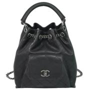 Pre-owned Leather backpacks Chanel Vintage , Black , Dames
