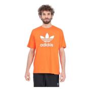 Oranje en wit Adicolor Trefoil T-shirt Adidas Originals , Orange , Her...