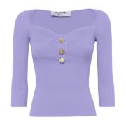 Hartvormige Hals Ribgebreide Top Blugirl , Purple , Dames