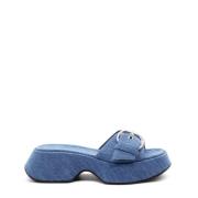 Blauw Gewassen Denim Mini Yoko Slipper Vic Matié , Blue , Dames