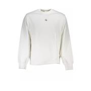 Witte Katoenen Sweater met Logo Print Calvin Klein , White , Heren