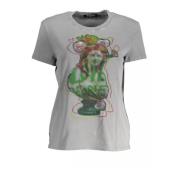 Grijze Logo Print Katoenen T-Shirt Desigual , Multicolor , Dames