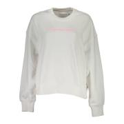 Witte Katoenen Trui met Logo Print Calvin Klein , White , Dames