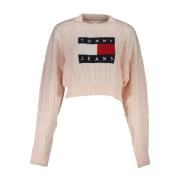 Geborduurde Crew Neck Sweater - Roze Tommy Hilfiger , Pink , Dames