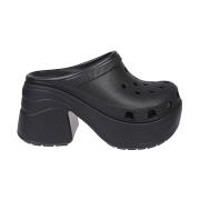 Zwarte sandalen met hakken en plateau Crocs , Black , Dames