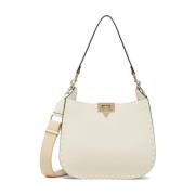 Ivoor Studded Hobo Leren Tas Valentino Garavani , White , Dames