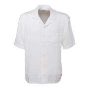 Vintage Linnen Bowling Shirt Roy Roger's , White , Heren