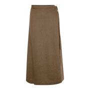 A-lijn Rok met Strik Taille Part Two , Brown , Dames