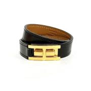 Pre-owned Leather bracelets Hermès Vintage , Black , Dames