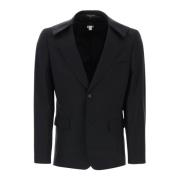 Satin Kraag Blazer met Onregelmatige Strepen Comme des Garçons , Black...