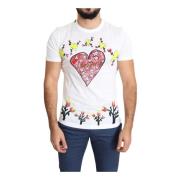 Valentine Print Crew Neck T-Shirt Dolce & Gabbana , White , Heren