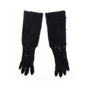 Luxe wollen en lamsvacht handschoenen Dolce & Gabbana , Black , Dames