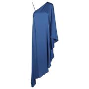 Blauwe Asymmetrische Zijden Jurk Silk95Five , Blue , Dames