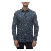 Italiaanse Fantasie Bloemen Casual Shirt Càrrel , Blue , Heren