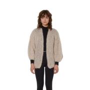 Fluffy Mohair Cardigan in Beige Maiami , Beige , Dames