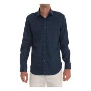 Slim Fit Overhemd met Tegel Microprint Càrrel , Blue , Heren