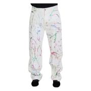 Denim Broek met Kleurrijke Print Dolce & Gabbana , Multicolor , Heren